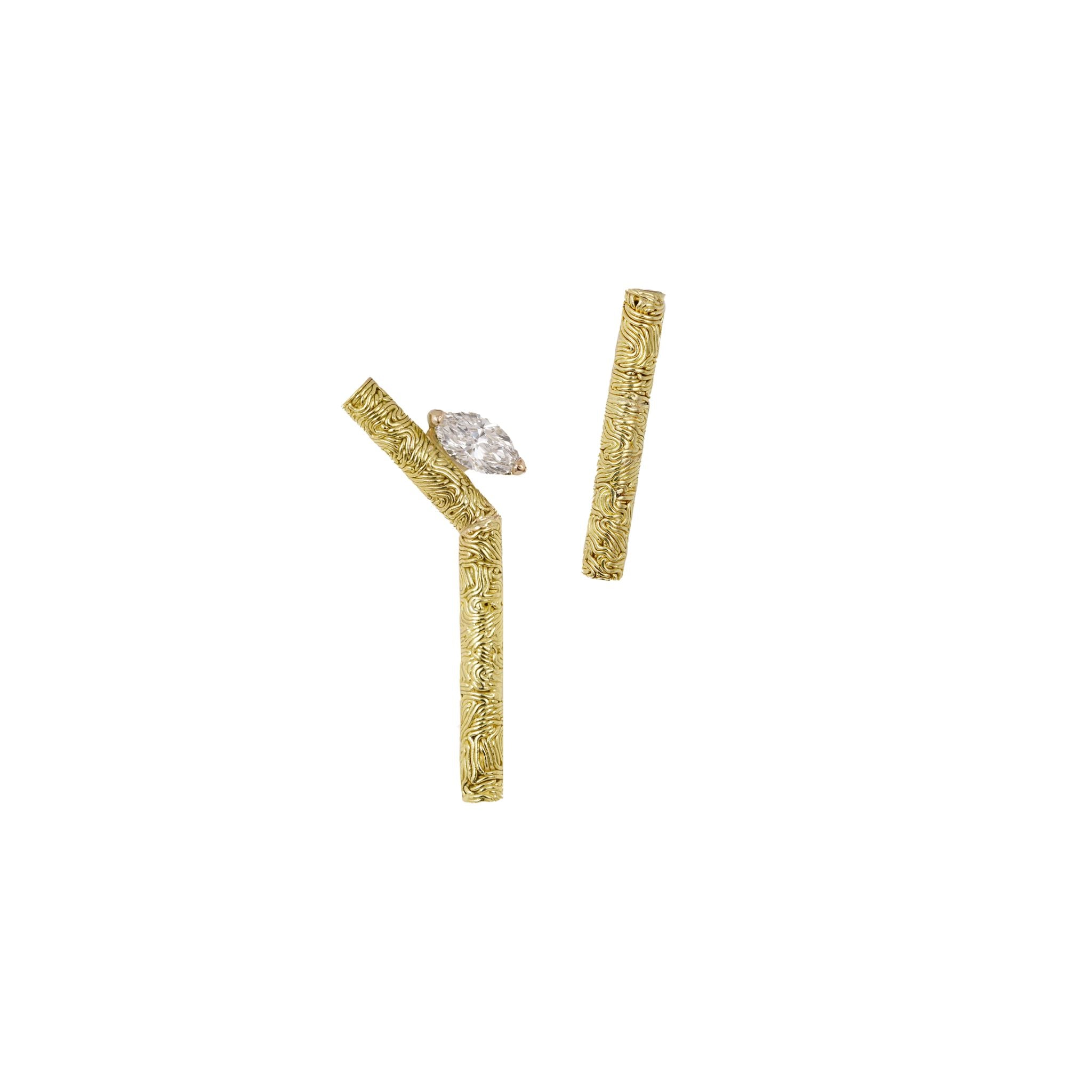 Uneven Diamond Earrings Pair