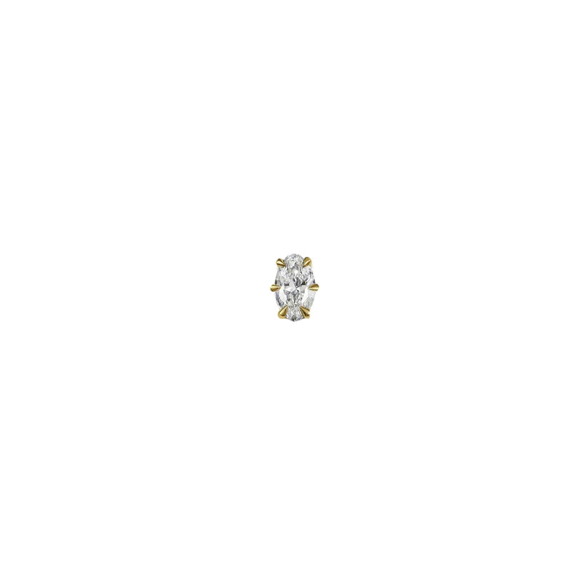 Oval Diamond Earring Stud Single